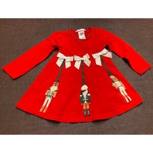 Bonnie Jean Girls Red Nutcracker Holiday Dress Long Sleeve Size 2T Christmas